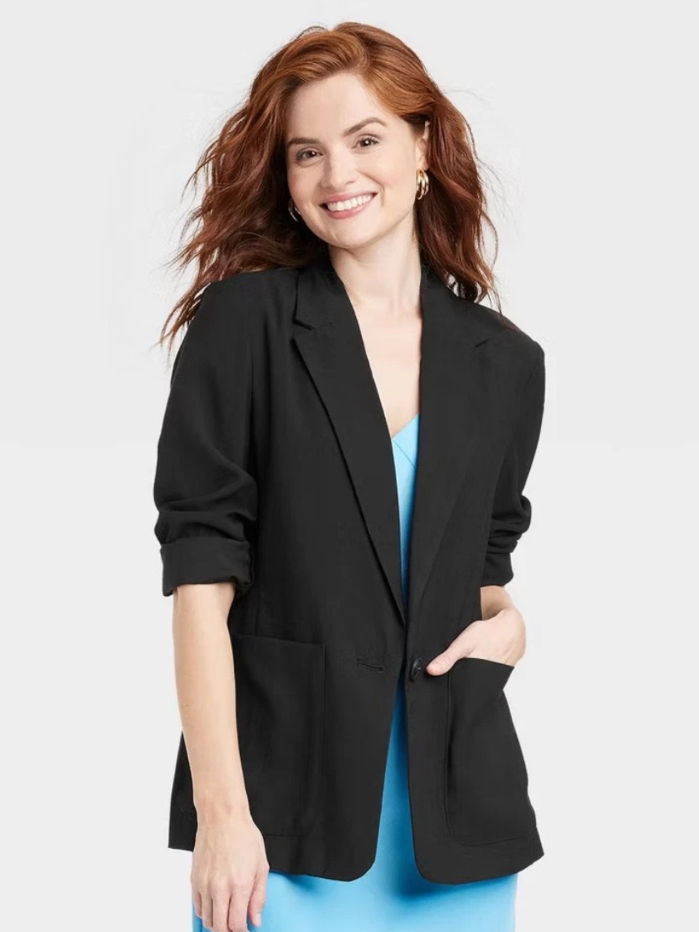 A New Day Relaxed Fit Essential Single Button Blazer Women’s Size Medium